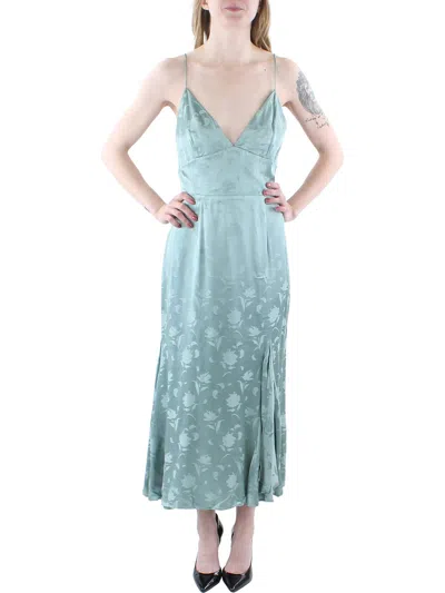 Sau Lee Womens V-neck Midi Slip Dress In Green