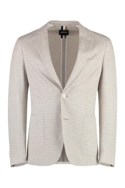 Hugo Boss Single-breasted Two-button Jacket In Beige