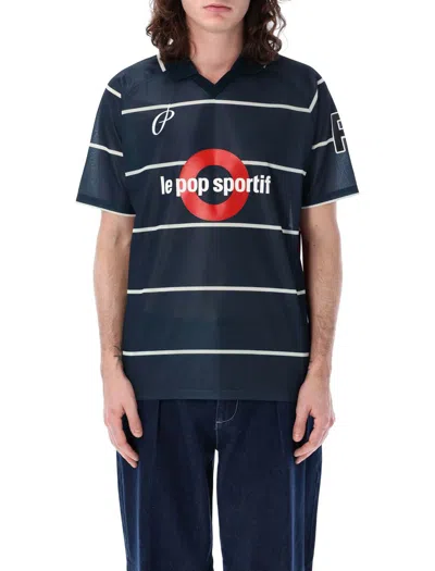 Pop Trading Company Pop Striped Sportif Short Sleeves T-shirt In Navy