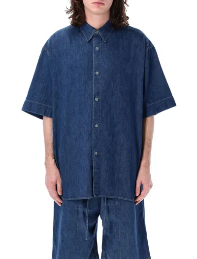 Studio Nicholson Sorono Short Sleeves Shirt In Indigo