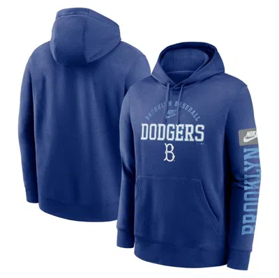 Nike Royal Brooklyn Dodgers Cooperstown Collection Splitter Club Fleece Pullover Hoodie In Blue