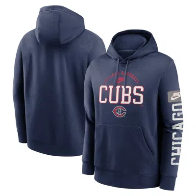 Nike Navy Chicago Cubs Cooperstown Collection Splitter Club Fleece Pullover Hoodie In Blue