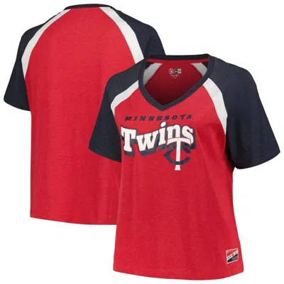 New Era Red Minnesota Twins Plus Size Raglan V-neck T-shirt