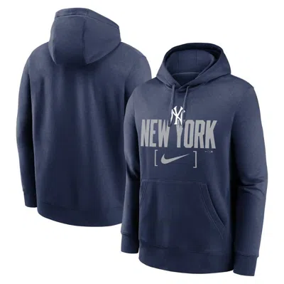 Nike Navy New York Yankees Club Slack Pullover Hoodie In Blue
