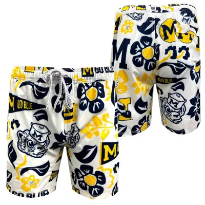 Wes & Willy Kids' Youth  White Michigan Wolverines Allover Print Vault Tech Swim Trunks