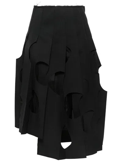 Comme Des Garçons 镂空褶饰半身裙 In Black