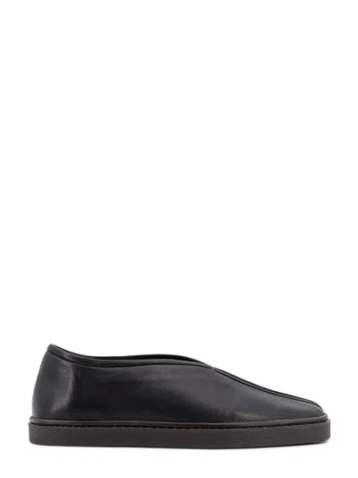 Lemaire Piped Leather Loafers In Black