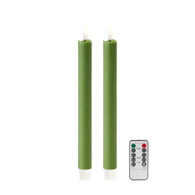 Addison Ross Ltd Uk Green Led Candles - Set Of 2