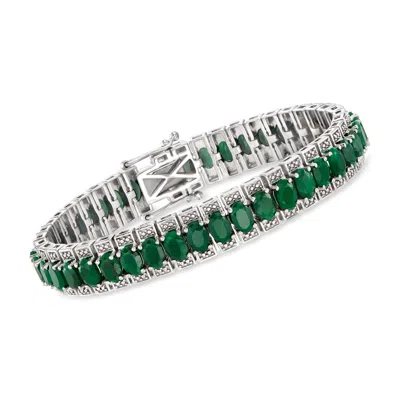 Ross-simons Emerald Tennis Bracelet In Sterling Silver In Green