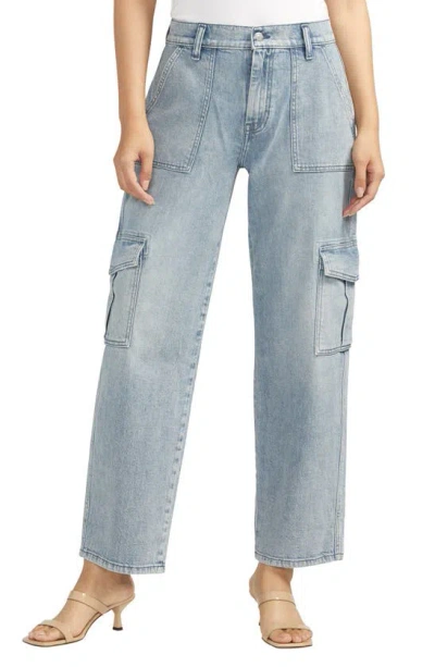Silver Jeans Co. High Waist Ankle Cargo Jeans In Indigo