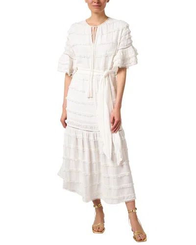 Farm Rio Embroidered Trim Dress In White