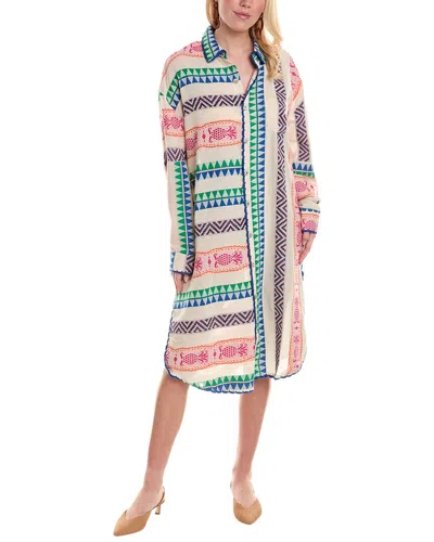 Farm Rio Jacquard Shirtdress In Beige