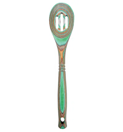 Island Bamboo Pakkawood 12-inch Slotted Spoon In Green
