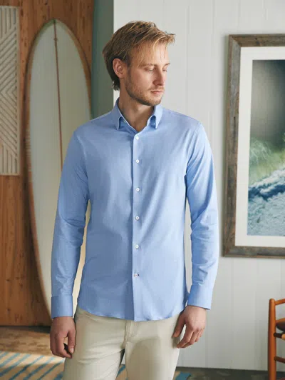 Faherty Reserve Knit Shirt In Lake Blue Melange