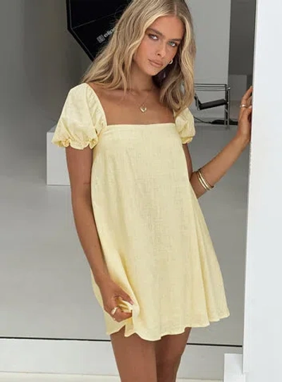 Princess Polly Lower Impact Beyond Linen Blend Mini Dress In Yellow