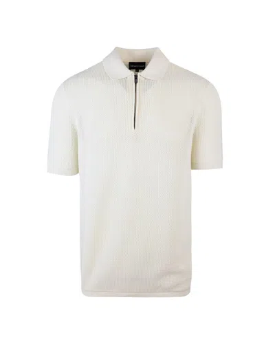 Emporio Armani Knitted Polo Shirt In Beige