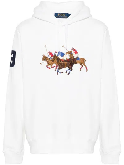 Polo Ralph Lauren Embroidery Motif Sweatshirt In White