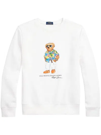 Polo Ralph Lauren Teddy Bear Cotton-blend Sweatshirt In White