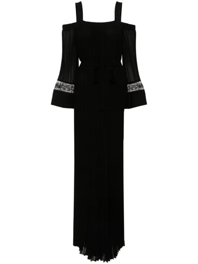Twinset Pleated Georgette-crepe Jumpsuit In Black
