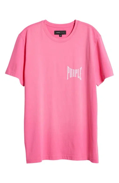 Purple Brand Logo Cotton Graphic T-shirt In Pink