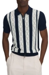 Reiss Selwood - Navy/white Colourblock Zip-through T-shirt, M