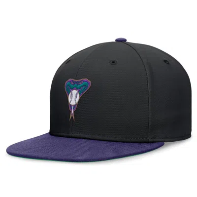 Nike Men's Black/purple Arizona Diamondbacks Rewind Cooperstown True Performance Fitted Hat In No,bk