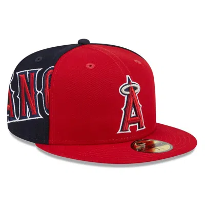 New Era Men's Red/navy Los Angeles Angels Gameday Sideswipe 59fifty Fitted Hat In Red Navy