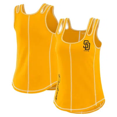 Wear By Erin Andrews Gold San Diego Padres Contrast Stitch Tank Top