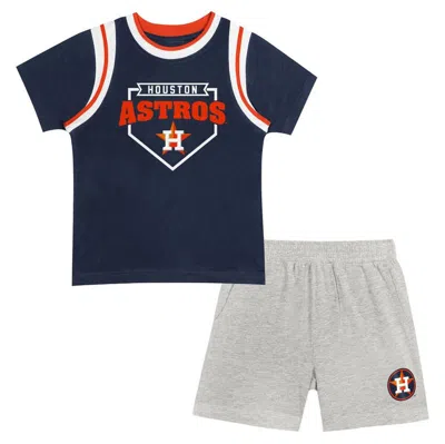 Outerstuff Kids' Preschool Fanatics Branded Houston Astros Loaded Base T-shirt & Shorts Set In Navy