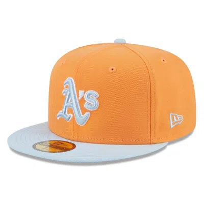New Era Orange/light Blue Oakland Athletics Spring Color Basic Two-tone 59fifty Fitted Hat