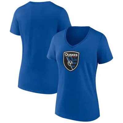 Fanatics Branded Blue San Jose Earthquakes Logo V-neck T-shirt
