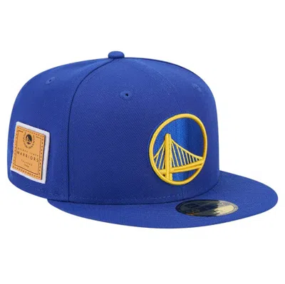New Era Royal Golden State Warriors Court Sport Leather Applique 59fifty Fitted Hat