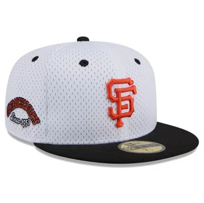 New Era White San Francisco Giants Throwback Mesh 59fifty Fitted Hat In White Blac