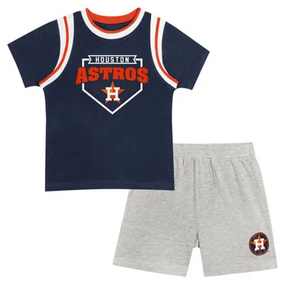 Outerstuff Babies' Infant Fanatics Branded Navy/gray Houston Astros Bases Loaded T-shirt & Shorts Set