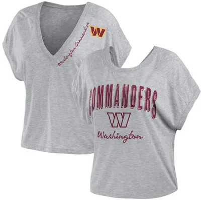 Wear By Erin Andrews Heather Gray Washington Commanders Reversible T-shirt