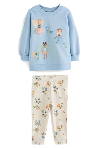 Next Kids' Fairy Appliqué Sweatshirt & Leggings Set In Blue