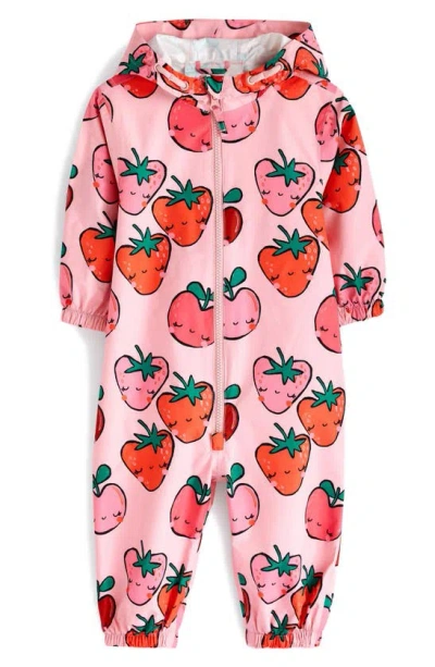 Next Kids' Strawberry Print Waterproof Rain Suit In Pink