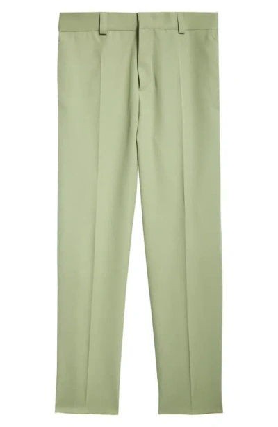 Jil Sander Relaxed Fit Flat Front Wool Pants In Slate Green