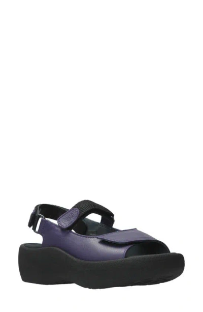 Wolky Jewel Slingback Platform Sandal In Purple Leather