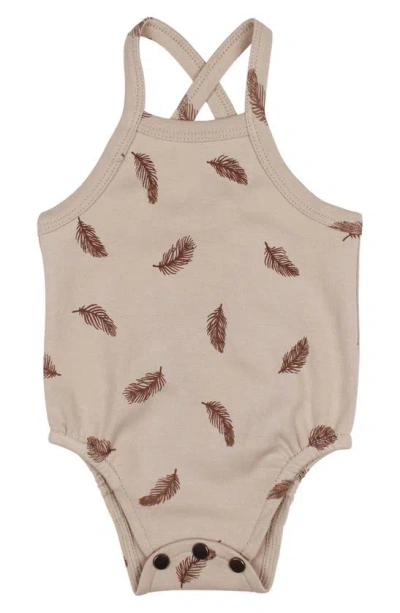 L'ovedbaby Babies' Crisscross Organic Cotton Bodysuit In Oatmeal Feather
