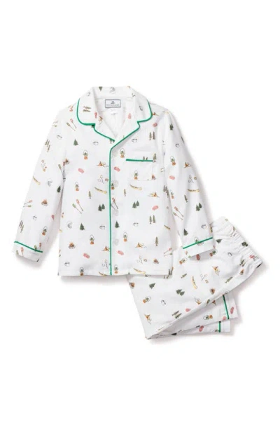 Petite Plume Kids' Camping Print Two-piece Pajamas In White