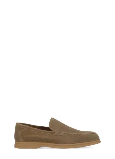 Doucal's Suede Leather Loafers In Beige