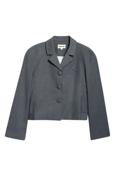 Shushu-tong Oversize Notch Lapel Crop Jacket In Grey
