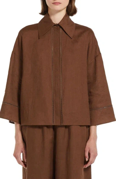 Max Mara Robinia Oversized Lace-inset Shirt In Chocolate