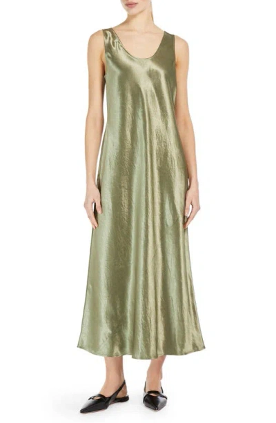 Max Mara Talete Sleeveless Crinkle Satin Dress In Pastel Green