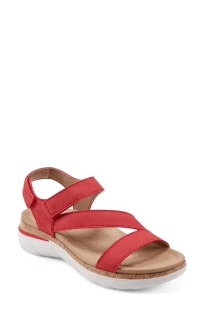 Earth Roni Ankle Strap Sandal In Red Leather