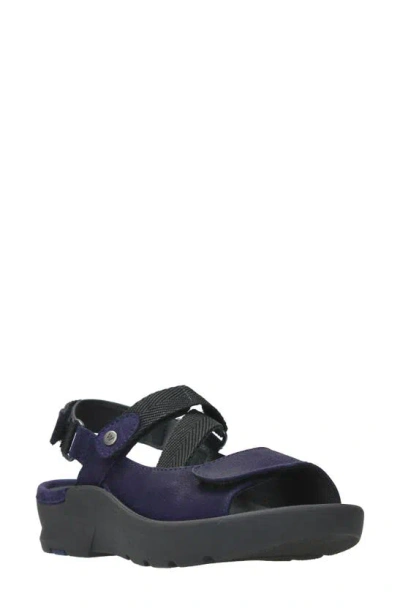 Wolky Lisse Slingback Platform Sandal In Purple Nubuck