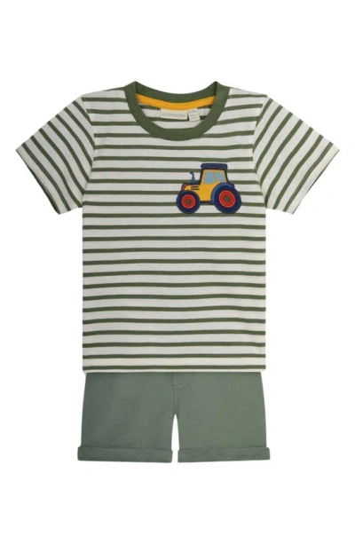 Jojo Maman Bébé Babies' Tractor Appliqué T-shirt & Shorts Set In Ecru