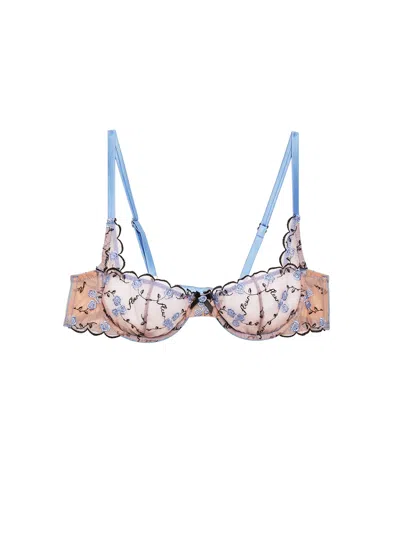 Fleur Du Mal Rose & Vine Embroidery Balconette In Ciel