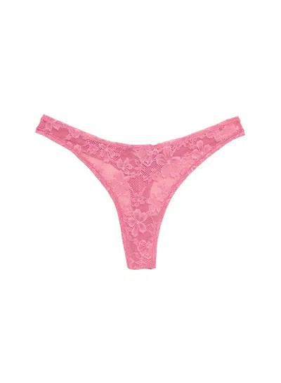 Fleur Du Mal Le Stretch Lace Thong In Pink Cadillac
